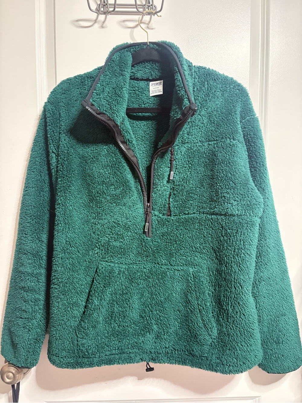 PINK Victoria's Secret Teal Teddy Quarter-Zip Jacket